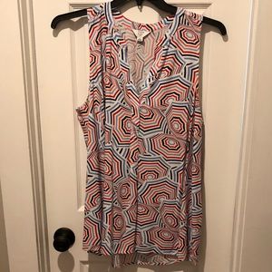 Crown & Ivy Sleeveless Red, White, and Blue Top